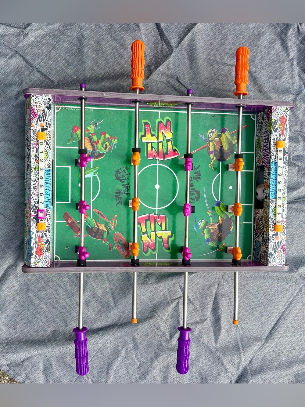 Teenage Mutant Ninja Turtles Green Foosball Table with Purple & Orange!